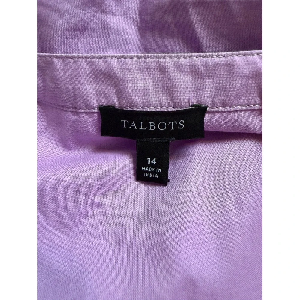 Talbots Purple Cotton Eyelet Midi Shirtdress Lavender boho quiet luxury 14 - Picture 6 of 12
